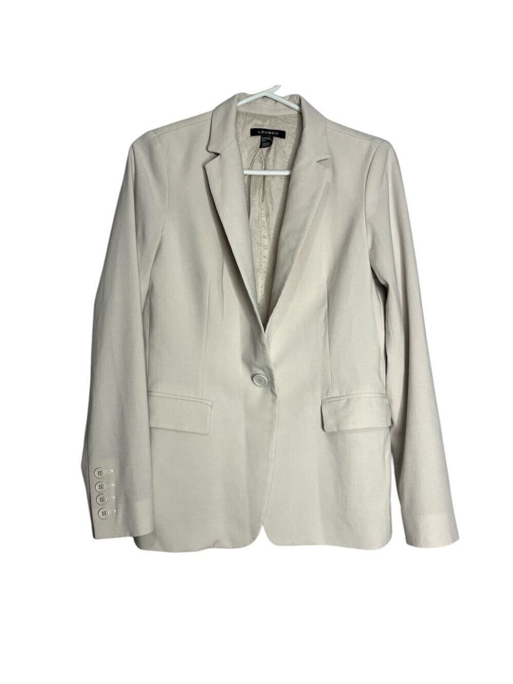 Louben Cream Tan Neutral zone Button Blazer Jacket, size 2